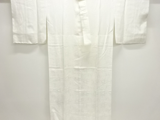 未使用品　紗綾形に花模様織出し単衣長襦袢